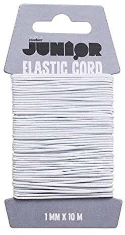 Panduro Elastischer Faden, Elastische Schnur Weiß, Gummiband Rund 1mm, 10 Meter, für Masken, Armband Basteln, Halsketten, Schmuck Herstellung und DIY