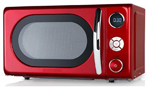 Microonde Vintage Rosso da 20 L. Potenza del microonde 700 W. Grill in quarzo 900 W. 10 livelli di potenza. Timer DIGITALE di 95 minuti