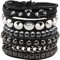 Manfnee 4 Stücke Punk Gothic Armband für Männer Frauen Leder Spike Rivet Metall Nieten Armbänder Wristbang