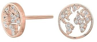 JC Trauringe Ohrstecker Globus mit Zirkonia Damen Paar Ohrringe 925 Sterling Silber Roségold vergoldet