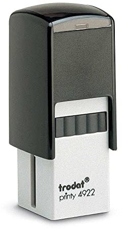 Trodat Printy 4922 - Gehäusefarbe Schwarz - quadratischer Text, Bonus oder Kontrollstempel - mit Wunschtext personalisierbar - 20x20 mm - 5 Zeilen