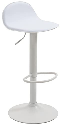 CLP Barhocker Lana V2 Mit Metallgestell Und Kunstlederbezug I Höhenverstellbarer Ergonomischer Barstuhl Mit Fußstütze Und Drehbarer Sitzfläche, Farbe:weiß, Gestell Farbe:weiß