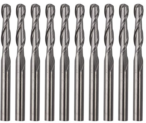 CBRIGHT Lot de 10 fraises à défoncer CNC pour aluminium, tige de 3,175 mm, lame de 3 mm, outil de fraisage de 3 mm, fraise à graver avec fraise, fraises à fraiser CNC (10 pièces à tête sphérique)