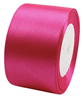 POPOYU Satinband Rose Rot 50mm, 23 Meters Dekoration Präsent Geschenkband breit Schleifenband, Stoffband für kleid Hochzeit, Taufe und Geburtstag Geschenke,Satin Dekoband, Deko Band Geschenkverpackung