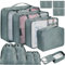MOOING 12-teilig Koffer Organizer für Kleidung，Travel Packing Cubes ，Wasserdichte Reise Kleidertaschen，Accessories Kofferorganizer Set für Schuhe, Kleidung, Unterwäsche, Kosmetik Aufbewahrung（Grau）