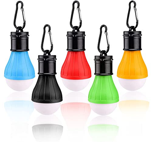 Campinglampe,TNSLAND 5 x LED Camping Laterne Zeltlampe Glühbirne Set,Wasserdicht Tragbare Camping Lantern Notlicht mit Karabiner,Mini Campinglampe für Camping,Abenteuer,Angeln,Notfall, Stromausfall