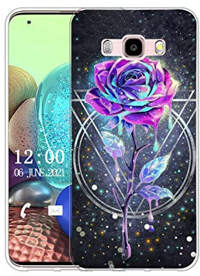 Sunrive Hülle Kompatibel mit Samsung Galaxy J5 2016 Silikon,Transparent Handyhülle Schutzhülle Etui Karikatur Muster Weiches TPU Silikon Case (Rose, Shine) MEHRWEG