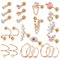 KALVICA 24Pcs Helix Hypoallergénique Boucles D'oreilles Femme Tragus Conch Labret CZ Piercing Oreille Acier Inoxydable Cartilage 16G Or Argent Or Rose(RG)