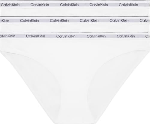 Calvin Klein Damen 3er Pack Slips Bikini Form Baumwolle mit Stretch, Weiß (White/White/White), 3XL