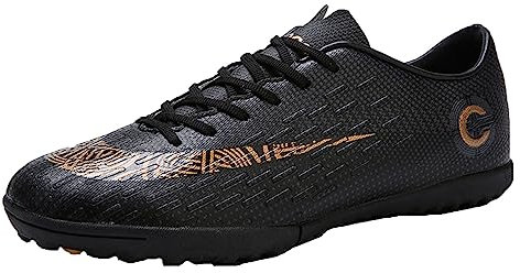Scarpe da Calcio per Erba Sintetica da Uomo in Cima,Interno Tacchetti da Calcio Giovanile Traspirante Comodo,All'aperto Scarpe da Calcio da Donna TF Peso Leggero Morbido (Color : Black, Size : 49 EU