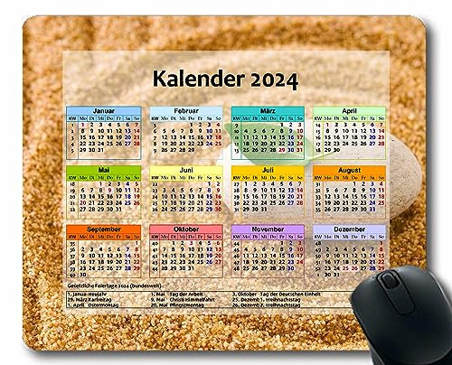 YENDOSTEEN 2024 Kalender Mauspad,Leicht schillernder Fächer bunt Mauspads für Computer,Laptop,PC,Büro & Zuhause Kalender 067