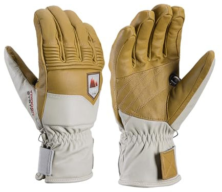 LEKI Rubic 3D Primaloft Isolierte wasserabweisende Handschuhe für Skifahren, Snowboarden und kaltes Wetter, Hellbraun, Größe M