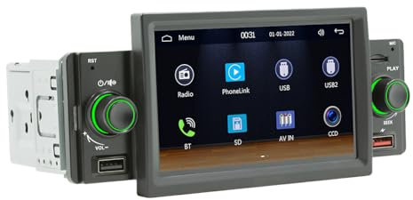 SUIOPPYUW Transformez la voiture en Hub de divertissement lecteur multimédia automatique Bluetooth mains libres A2DP USB FM récepteur Audio ABS Port USB, 151W