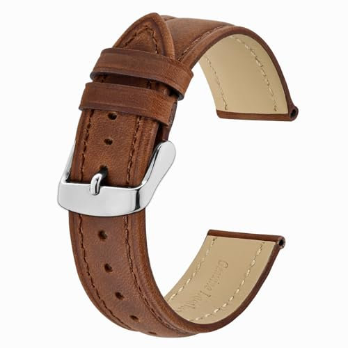 BISONSTRAP Uhrenarmband 20mm, Vintage Leder Ersatz Armband, Toffee Braun