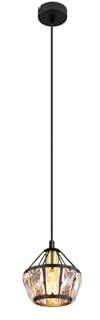 Globo Pendelleuchte LOIS 1-flammig mit Glaskristallen Metall Schwarz Gold Ø12,5cm