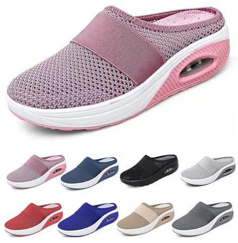 Waschbare Orthopädische Gleitschuhe, Luftkissen-Slip-On-Wanderschuhe Für Damen, Orthopädische Diabetiker-Wanderschuhe, Mit Fußgewölbeunterstützung Für Frauen (Rosa,35)
