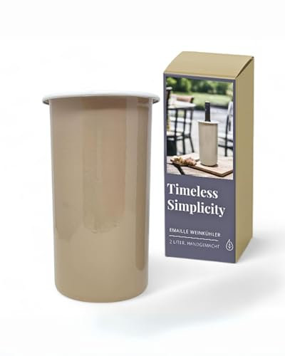 LIVLIG Seau à vin en émail, Seau à Bouteille 22 cm, Convient comme Vase Vintage et Porte ustensiles, Vaisselle en émail pour l'extérieur, Couleur : Beige