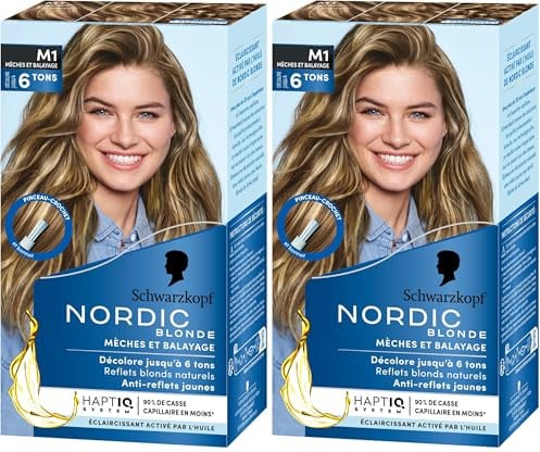 Schwarzkopf, Nordic Blonde, Schiarente Intensivo dall'Olio con Omega Plex, Meches Ultra M1, Senza Ammoniaca, Anti Giallo, per Capelli Morbidi (Il pacchetto può variare) (Confezione da 2)