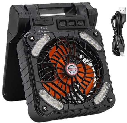 Besreey Ventilatore da campeggio solare, Ventilatore solare da campeggio - Ventilatore a batteria solare per campeggio | Ventilatore da scrivania portatile ricaricabile da 10000 mAh con 4 velocità del