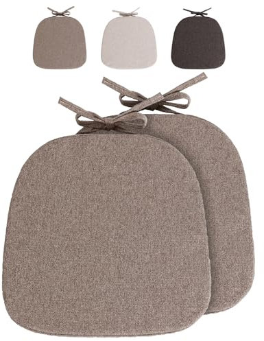 Stuhlkissen 40x40cm Sitzkissen halbrund Rutschfestes Stuhlauflage Sitzpolster für Stuhl Sitzkissen für Gartenstuhl, Küche oder Esszimmer Stuhlkissen mit Bändern Outdoor Indoor (Graubraun-2pcs)