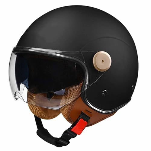 Casco Moto 3/4 Aperto Casco Moto Mezzo Casco Omologato DOT/ECE con Doppia Visiera Casco Jet Stile Vintage Retrò Per Bambini Giovani Uomini Donne(Color:36,Size:M(57~58CM))