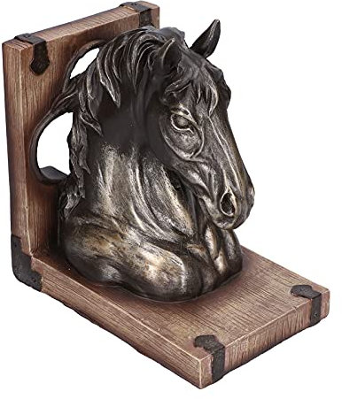 Sujetalibros Esculturas en Bronce Pferdekopf-Skulptur-Buchstützen aus Kunstharz, Multifunktionaler HeimbüroOrnamentständer, Wohnzimmerzubehör