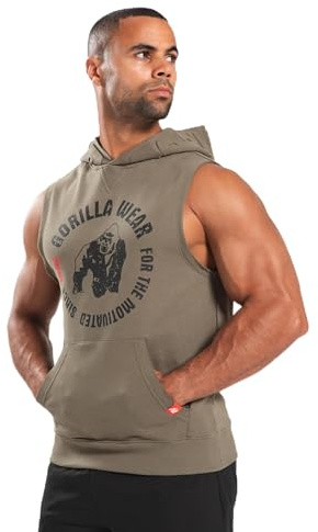 Gorilla Wear Ärmelloser Marshall-Hoodie – Armeegrün – 2XL