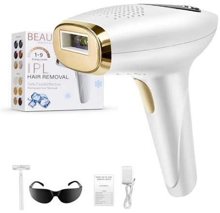 VickyHome Laser Haarentfernung 3 in 1 Epilierer Damen Gesicht Haarentfernungsgerät für Frauen und Männer Zu Hause, IPL Haarentfernungsgerät mit 9 Energiestufen, Weiß
