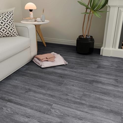 FLOREXP Vinyl Flooring - Lvt Flooring Peel and Stick Floor Tiles Dark Grey,2.0mm 36pcs Waterproof for Office Hallway Kitchen(5.02m²,Dark Grey)