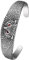 JewelryWe Eule Armreif Herren Armband: Edelstahl Eulen Offenes Verstellbares Manschette Armreif Armspange mit rot Strass Augen Nordische Wilder Stil Schmuck Eulenliebhaber Geschenke Silber