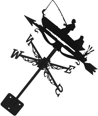 SUPVOX Girouette De Pêcheur en Métal avec Support De Toit Girouette Extérieure Piquet De Jardin Panneau De Direction du Vent Décoratif Rustique pour Cour