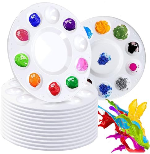 20 Pezzi Tavolozza per Pittura, 17cm Tavolozze Rotonda in Plastica Rotondo Vernice Vassoio, Tavolozza di Colori Ovale per Pittura Acrilica, Acquerelli, Olio, Tavolozze, Fai da Te,(Colore Bianco)