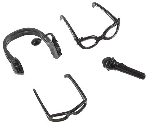 HYTROVE 1juego Mini Auriculares Decorativos para Muñecas Accesorios De Gafas y Micrófono Estilo Rockero para Proyectos y De Cumpleaños