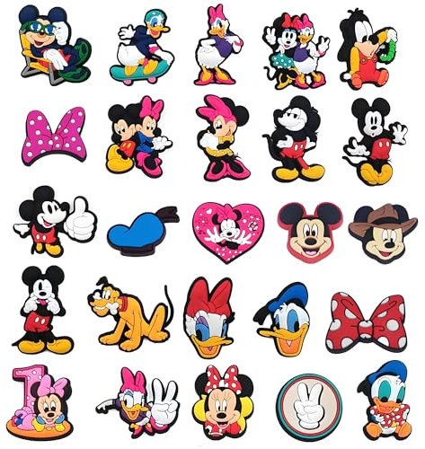 Shoe Charms for Croc, 25 Pcs Anime Shoe Decoration Charms for Clog and Wristband, Cute Mouse Theme Clog Accessories for Girls Women Kids and Men