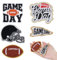 WADORN 10 Stück Game Day Aufbügler Patches, 5 Stilen Bestickter Fußball Rugby Helm Stoffaufnäher Zarte Applikation Zum Selbermachen Kleidungsstücken Für Heißpresse mit Goldkanten Jeansjacke, Schwarz