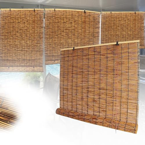 YJSGHRHL Sonnenschutz Bambusrollo, UV Block Bambus Rollos 48 62 80 95 100 113 137 158 cm Fenster Vorhänge, Holz Jalousie, Lichtfilter Vorhang Ideal für Balkon Küche Büro