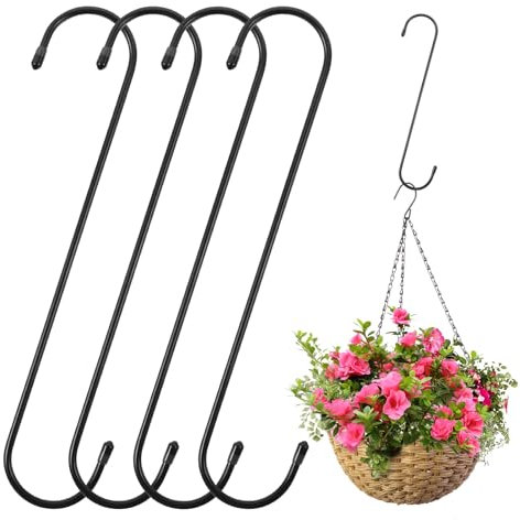 Dimeho 20,3 cm große S-Haken, robuste lange S-Haken zum Aufhängen von Pflanzen, großer Baumzweig-Verlängerungshaken, 4 Stück