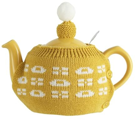 LONGDON HOMEONE Tea Cozy Suitable for a 600ml,20oz Tea Pot,Teapot Warmer -100% Acrylic Fibers Filling,Two Piece (Yellow)