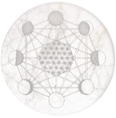LAMARE - DISCHI CIRCOLARI IN PIETRA SELENITE – Strumento Energetico per Ricaricare Cristalli e Ambienti – Selenita Pietra Naturale – Diametro 10 cm (Piastra Selenite Fasi Lunari)