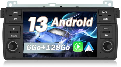 AWESAFE Android 13 Autoradio[6Go+128Go] pour BMW E46 3 séri avec Carplay Android Auto 7 Pouces GPS WiFi USB FM Bluetooth Commande au Volant