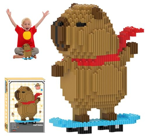 Foreverup Tier-Blöcke Micro Building, Capybara Mikro Bausteine Spielzeug Kit, Particle Baustein-Set, Cartoon Anime MiniBausteine, Mini Bausteine DIY-Spielzeug Für Erwachsene (Skateboard)