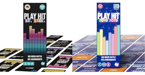 ATM Gaming – PlayHit Gesellschaftsspiele – Musikquiz 90er bis Heute Bundle – Party-Kartenspiel für Erwachsene und Familien – für 2-10 Spieler ab 16 Jahren
