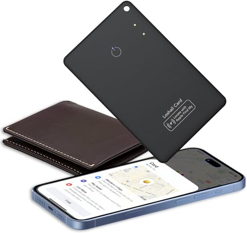 Wallet Tracker Card Ultra Fin, Air Tag Traceur Carte,Rechargeable Localisateurs d’Objets Compatible avec Apple Localiser (iOS Uniquement) pour Portefeuille/Bagages/Valise/Sac/Clés, Étanche IP68, Noir