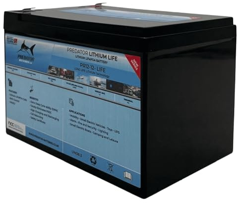 Predator Batteries 12V 12Ah Lithium 4 LiFe Mobility Battery | PR12-12-LiFe | Lightweight LiFePO4 Battery Replacement for Mobility Scooters | 3000 deep Cycles Leisure Battery for 12V devices