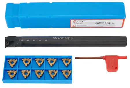 URPIZY SNR0016Q16 CNC Burin à filetage intérieur 16 mm avec 10 plaques réversibles 16IR AG60, porte-outils en acier allié pour tour, alésage à partir de 19 mm