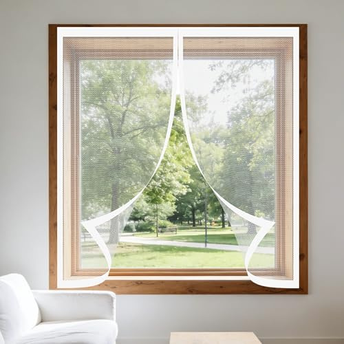 Zanzariera Finestra 170 x 150 cm Varie Taglie Regolabile Fai da Te per Magnetica Finestre Dimensione Fissa, Non Può Essere Tagliato per Corridoi Finestre Patio, Bianco