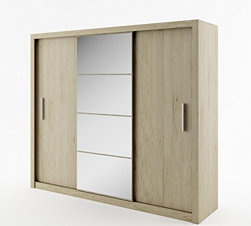 Schwebetürenschrank Kleiderschrank Schrank mit Schiebetür IDEA ID01 (Sanremo Eiche)