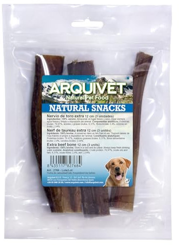 Arquivet Nervo de Toro 12 cm (Borsa 3 pz) - Snack Naturali masticabili per Cani - Premi e premi per l'Allenamento - Chuches e dolcetti