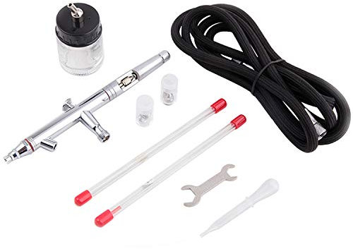 Fengda Pistóla de aerógrafo kit FE-182K con aguja/boquilla de 0,3/0,5/0,8 y tubo.