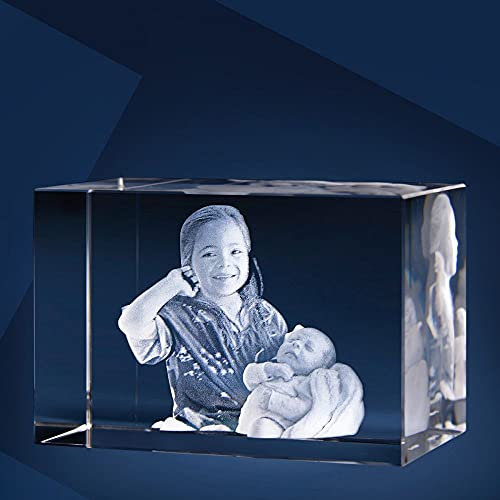 LOOXIS Photo 3D personnalisée en verre gravé au laser - Idée cadeau pour Noël, anniversaire, anniversaire de mariage, femmes et hommes - Verre Viamant, hologramme, parallélépipède, format M paysage